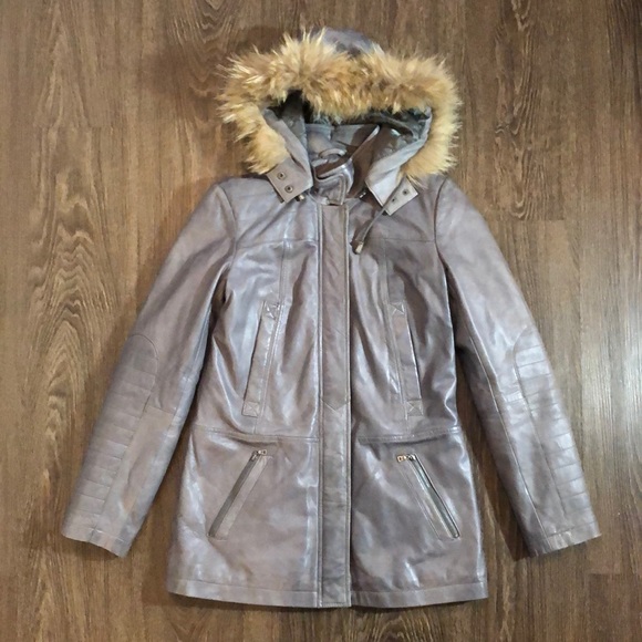 Danier Grey Insulated Leather Coat - Picture 3 of 16